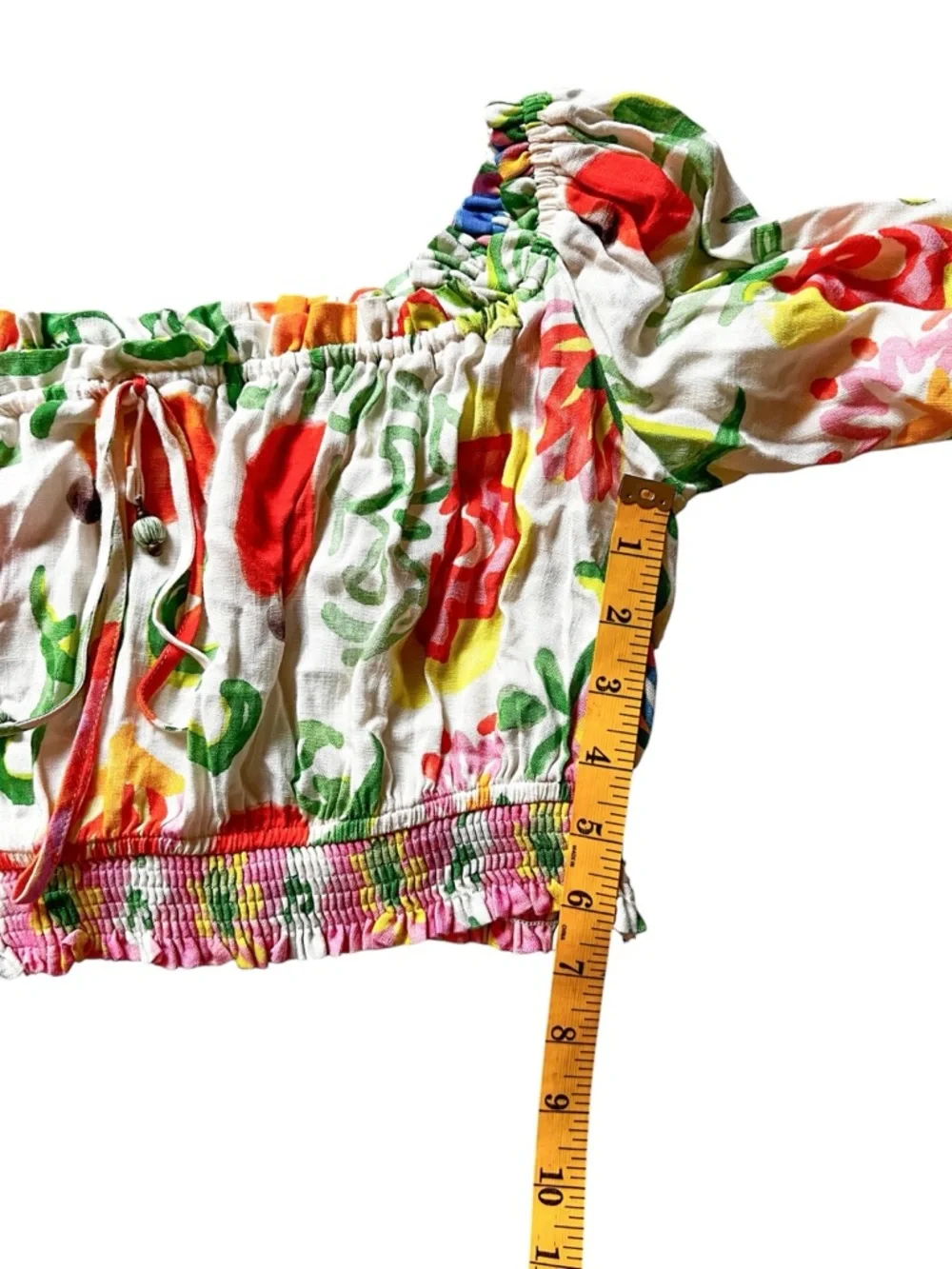 Farm Rio Off The Shoulder Tropical Floral Crop Top Size L - Picture 13 of 13